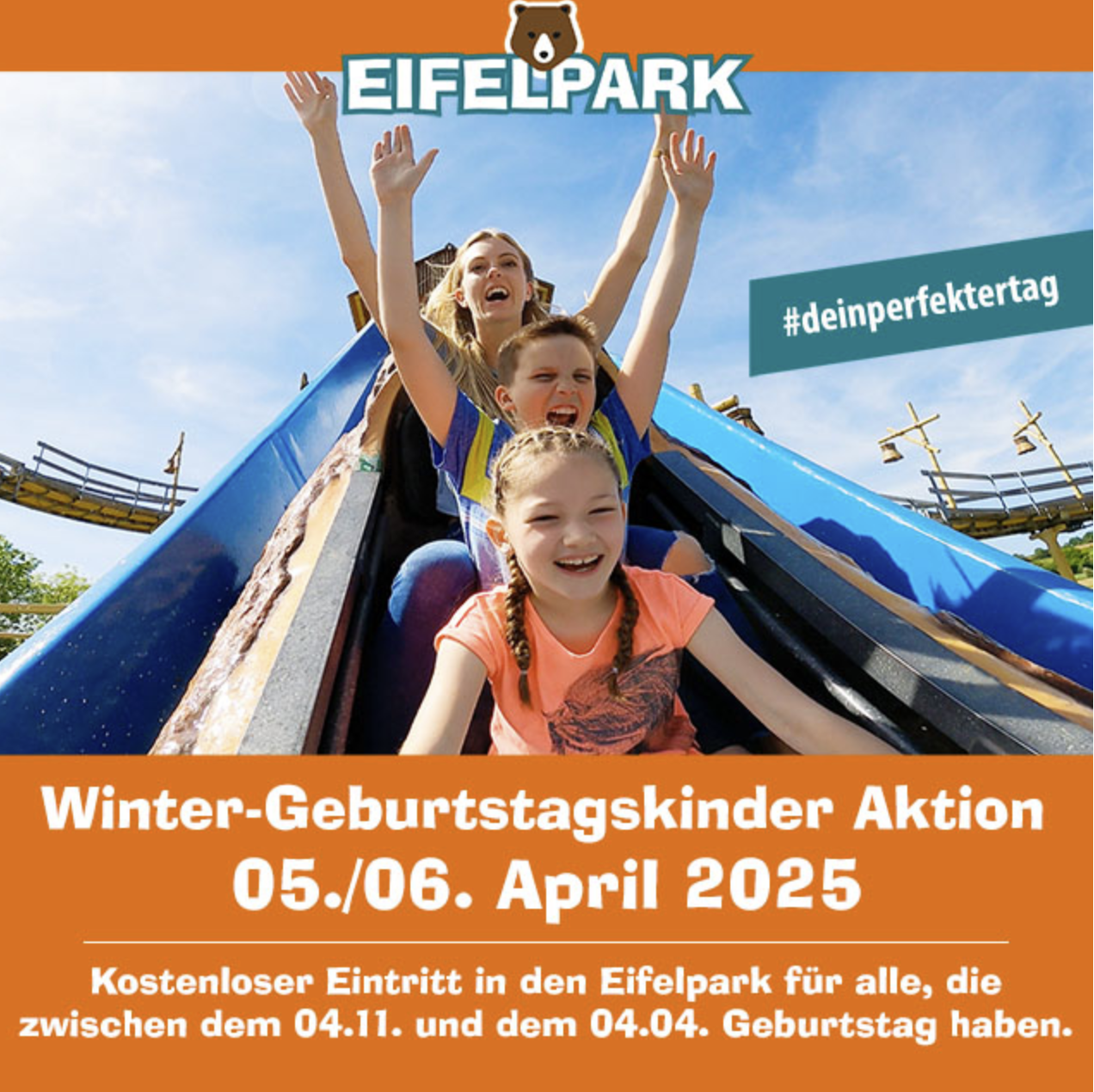 Eifelpark Gondorf: freier Eintritt für Winter-Geburtstagskinder am 05.04. und 06.04.2025